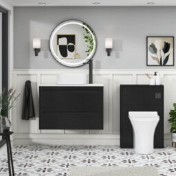 Royal Bathrooms Royal Bathroom Elmore 800mm Matt Nocturne Black Wall Mounted Countertop Bathroom Vanity Unit 2 Drawer With Elena Basin - thumbnail 5