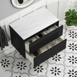 Royal Bathrooms Royal Bathroom Elmore 800mm Matt Nocturne Black Wall Mounted Countertop Bathroom Vanity Unit 2 Drawer With Elena Basin - thumbnail 6