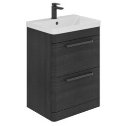 Plum&clay Emery Textured Black Floor Standing Bathroom Vanity Unit & Basin Set With Black Handles (W)60Cm (H)86Cm - thumbnail 1