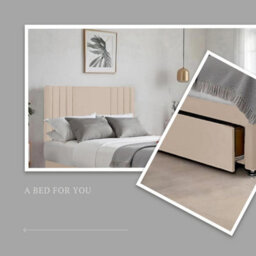 Cream Plush Sawana 3Ft Single Bed With 20 Inch Headboard With Mattress And 2Drawers - thumbnail 2