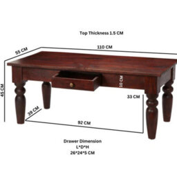 Wyld Haus Oxford Mahogany Mango Wood Coffee Table 1 Drawer - thumbnail 4