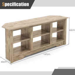 Costway Media Entertainment Center Tv Stand For Tvs Up To 65 Inches-Grey - thumbnail 2