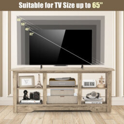 Costway Media Entertainment Center Tv Stand For Tvs Up To 65 Inches-Grey - thumbnail 7