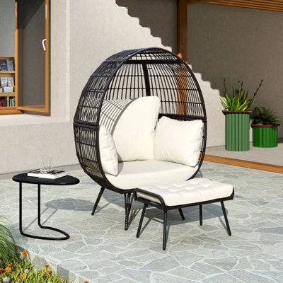 Oversized Egg Chair With Ottoman & Soft Cushions - image 1