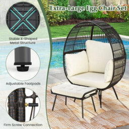 Oversized Egg Chair With Ottoman & Soft Cushions - thumbnail 6