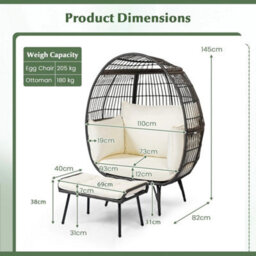 Oversized Egg Chair With Ottoman & Soft Cushions - thumbnail 2