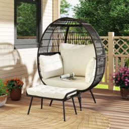 Oversized Egg Chair With Ottoman & Soft Cushions - thumbnail 3