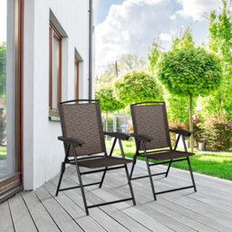 Costway Set Of 4 Patio Folding Chairs Height Adjustable Sling Backrest Chairs W/ Armrest - thumbnail 7