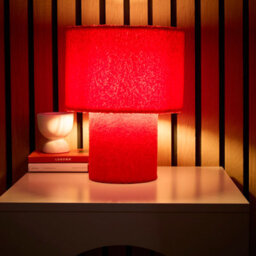 K Living Osaka Beautiful Red Teddy Velvet Table Lamp - thumbnail 2