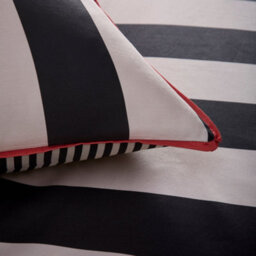 Laurence Llewelyn-Bowen Festivo Circus Stripe Striped 200 Thread Count Cotton Black Duvet Cover Set - thumbnail 3