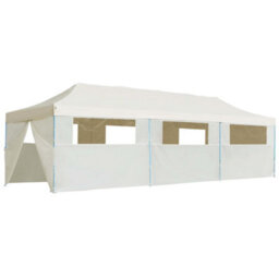 Berkfield Folding Pop-Up Party Tent With 8 Sidewalls 3X9 M Cream - thumbnail 2