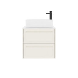 Royal Bathrooms Royal Bathroom Elmore 600mm Classic White Wall Mounted Bathroom Vanity Unit 2 Drawer Plain White Worktop With Peak Basin - thumbnail 7