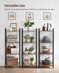 Songmics Bookshelf, 4-Tier Industrial Storage Unit For Home And Office, Rustic Brown And Ink Black - thumbnail 7