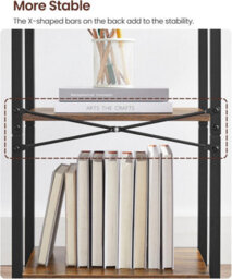 Songmics Bookshelf, 4-Tier Industrial Storage Unit For Home And Office, Rustic Brown And Ink Black - thumbnail 4