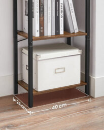 Songmics Bookshelf, 4-Tier Industrial Storage Unit For Home And Office, Rustic Brown And Ink Black - thumbnail 5