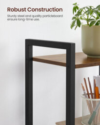 Songmics Bookshelf, 4-Tier Industrial Storage Unit For Home And Office, Rustic Brown And Ink Black - thumbnail 3
