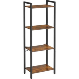 Songmics Bookshelf, 4-Tier Industrial Storage Unit For Home And Office, Rustic Brown And Ink Black - thumbnail 8