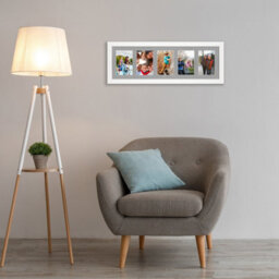 AK Frames 26X8 White Sleek Multi Photo Frame With Silver Mount - Holds 5 Apertures (5X) 6X4 Photos - thumbnail 3
