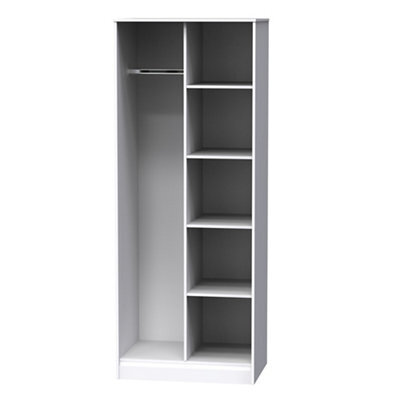 Pesaro Ready Assembled Contemporary White Tall Double Wardrobe (H)1970mm (W)740mm (D)530mm - image 1