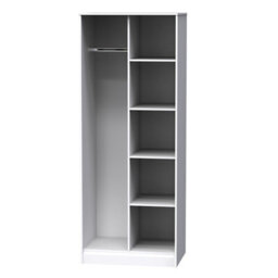 Pesaro Ready Assembled Contemporary White Tall Double Wardrobe (H)1970mm (W)740mm (D)530mm - thumbnail 1
