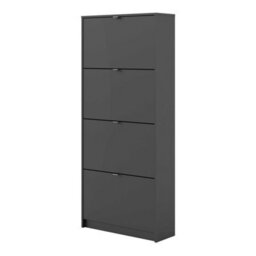 Wyld Haus Prague Matt Black Shoe Cabinet 4 Flip-Front Doors Slim Vertical Storage - thumbnail 4
