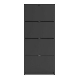 Wyld Haus Prague Matt Black Shoe Cabinet 4 Flip-Front Doors Slim Vertical Storage - thumbnail 3