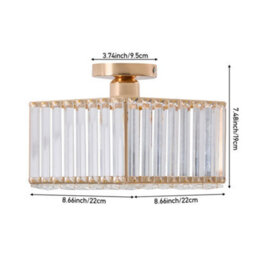 Living And Home E27 Gold Semi Flush Mount Ceiling Light With Transparent Crystal Shade, 20W - thumbnail 6