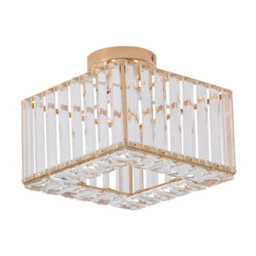 Living And Home E27 Gold Semi Flush Mount Ceiling Light With Transparent Crystal Shade, 20W - thumbnail 4