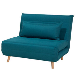 Wyld And Coco Nordicnest Small Sofa Bed - Sea Blue Fabric, 1-Seater Fold-Out Sleeper - thumbnail 4