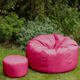 Icon Kingston Adult Classic Indoor Outdoor Bean Bag & Square Footstool Pouffe Pink - thumbnail 4