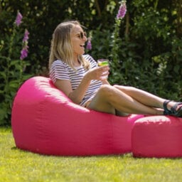 Icon Kingston Adult Classic Indoor Outdoor Bean Bag & Square Footstool Pouffe Pink - thumbnail 2