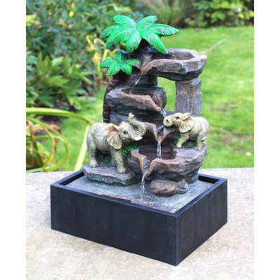 Garden Ornaments Fountain Elephant Zen Indoor Table Top Water Feature Led Light - image 1