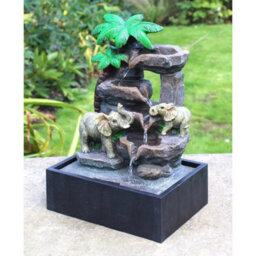 Garden Ornaments Fountain Elephant Zen Indoor Table Top Water Feature Led Light - thumbnail 1