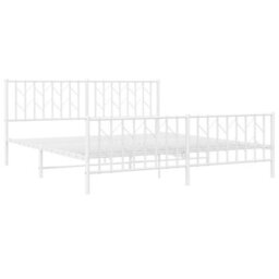Berkfield Metal Bed Frame Without Mattress With Footboard White 183X213Cm - thumbnail 4