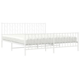 Berkfield Metal Bed Frame Without Mattress With Footboard White 183X213Cm - thumbnail 3
