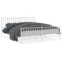Berkfield Metal Bed Frame Without Mattress With Footboard White 183X213Cm - thumbnail 2