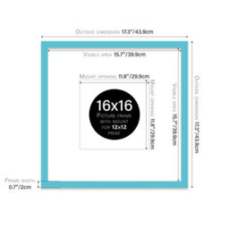 "16X16"" Turquoise Picture Frame - 16X16"" Square Frame With 12X12"" Mount For 16X16""/12X12"" Pictures Vintage Style Wall Art, 1 Pack" - thumbnail 2
