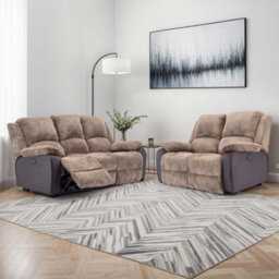More4Homes Postana Electric Recliner Jumbo Cord 2+3 Seater Sofa Set (Brown)