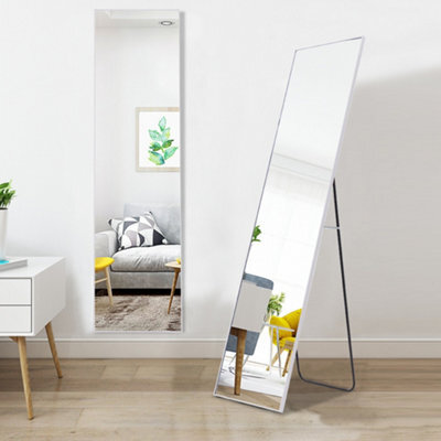Living And Home White Rectangular Wall Mounted Or Freestanding Framed Full Length Mirror 37 Cm X 147 Cm - image 1