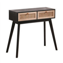 Furniturehmd Modern Ratten Console Table Hallway Table Storage Table Desk With 2 Drawers For Hallway,bedroom,office - thumbnail 6