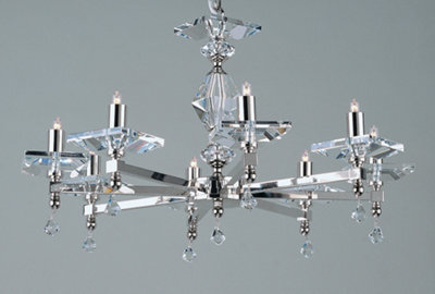 Luminosa Lighting Luminosa Capri Optic Glass Pans Nickel 8 Arm Chandelier