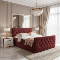 Malaga M Bedroom Upholstered Bed Mdf Laminated Board Hr Foam Bonell Spring Wooden Frame With Topper 160X200 Brown