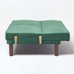 Homescapes Stanley Velvet Click Clack Sofa Bed With Armrests, Dark Green - thumbnail 8