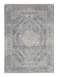 Charcoal Cream Luxurious Traditional Easy To Clean Bordered Floral Dining Room Bedroom And Living Room Rug -259Cm X 351Cm - thumbnail 7