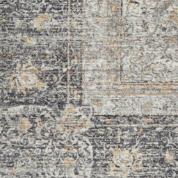 Charcoal Cream Luxurious Traditional Easy To Clean Bordered Floral Dining Room Bedroom And Living Room Rug -259Cm X 351Cm - thumbnail 3