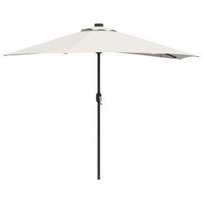 Berkfield Modern Garden Parasol Half With Decorative String Lights Sand Fabric - image 1