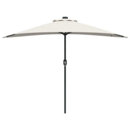 Berkfield Modern Garden Parasol Half With Decorative String Lights Sand Fabric - thumbnail 5