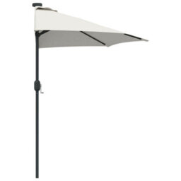 Berkfield Modern Garden Parasol Half With Decorative String Lights Sand Fabric - thumbnail 6