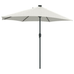 Berkfield Modern Garden Parasol Half With Decorative String Lights Sand Fabric - thumbnail 7
