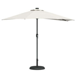 Berkfield Modern Garden Parasol Half With Decorative String Lights Sand Fabric - thumbnail 3